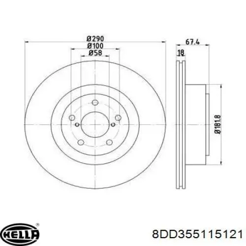 Тормозные диски 8DD355115121 HELLA