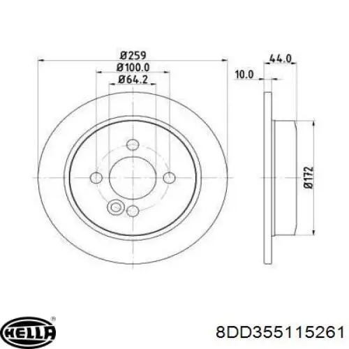 Тормозные диски 8DD355115261 HELLA