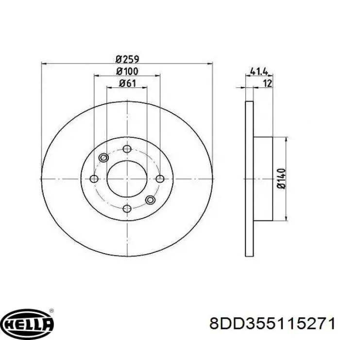 Купить 8DD355115271 HELLA Ротор тормозной