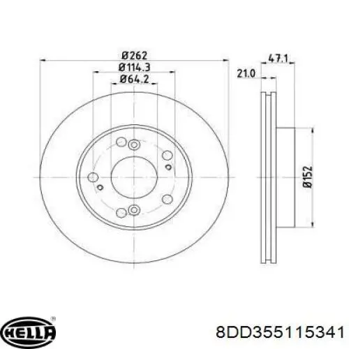 8DD355115341 HELLA диск тормозной передний