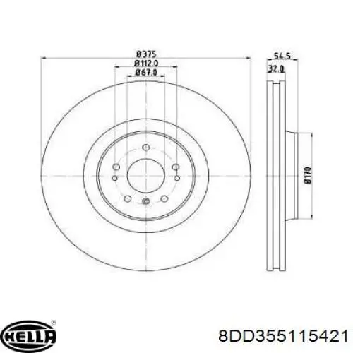 8DD355115421 HELLA диск тормозной передний