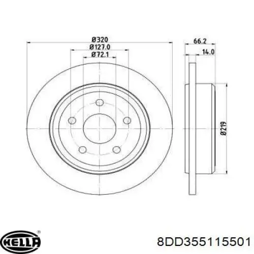 Тормозные диски 8DD355115501 HELLA