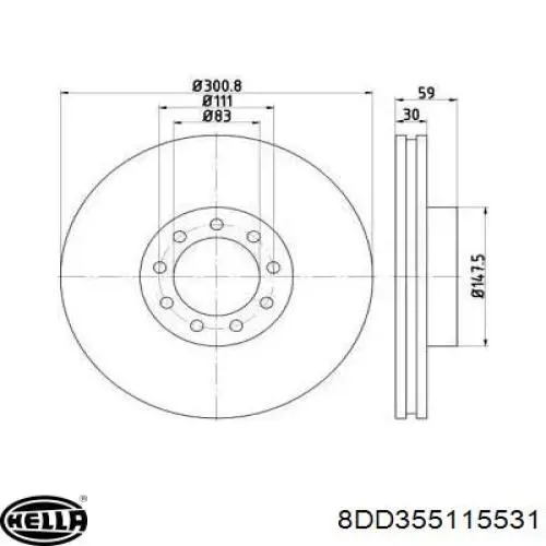 8DD355115531 HELLA диск тормозной передний