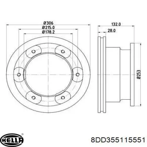 Тормозные диски 8DD355115551 HELLA