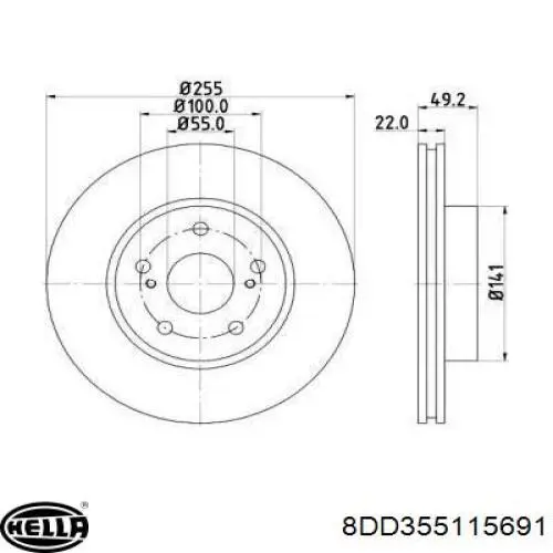 Передние тормозные диски 8DD355115691 HELLA