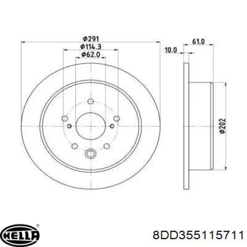 Тормозные диски 8DD355115711 HELLA