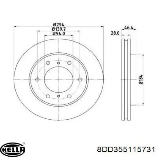 Передние тормозные диски 8DD355115731 HELLA