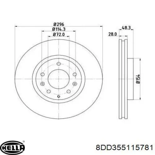 Передние тормозные диски 8DD355115781 HELLA