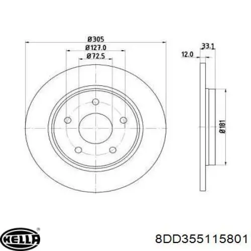 Тормозные диски 8DD355115801 HELLA