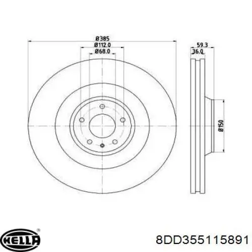 Передние тормозные диски 8DD355115891 HELLA