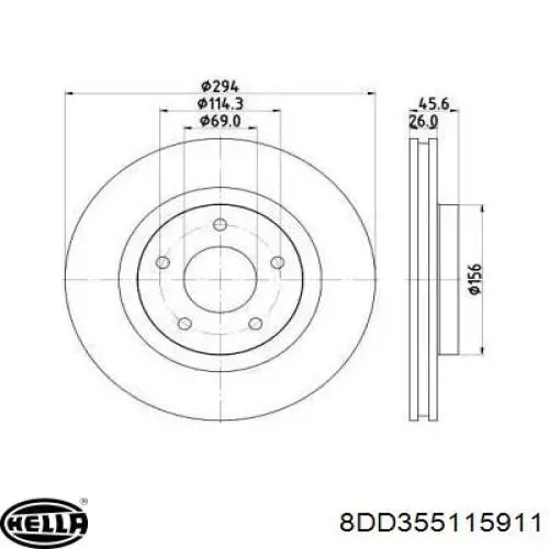 8DD355115911 HELLA диск тормозной передний