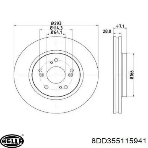 Передние тормозные диски 8DD355115941 HELLA