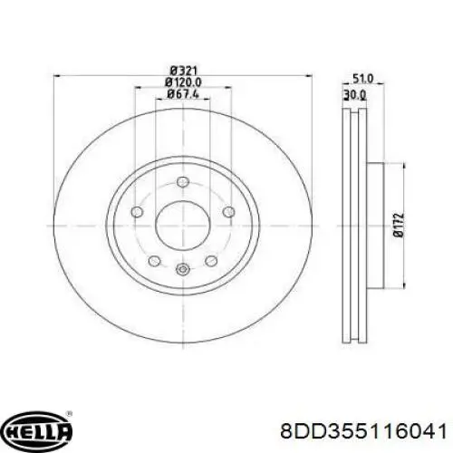 Передние тормозные диски 8DD355116041 HELLA