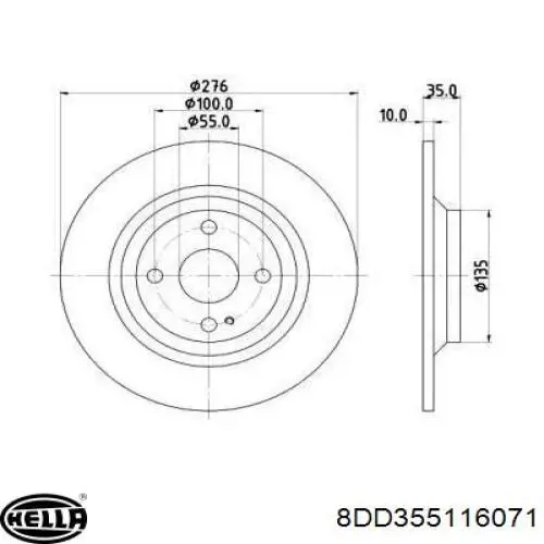 Тормозные диски 8DD355116071 HELLA