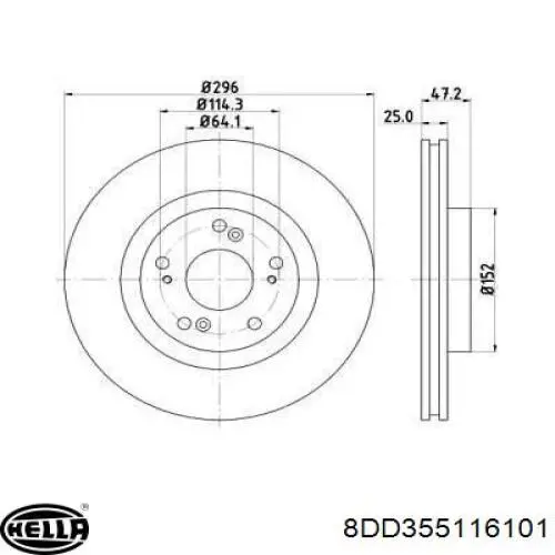 8DD355116101 HELLA диск тормозной передний