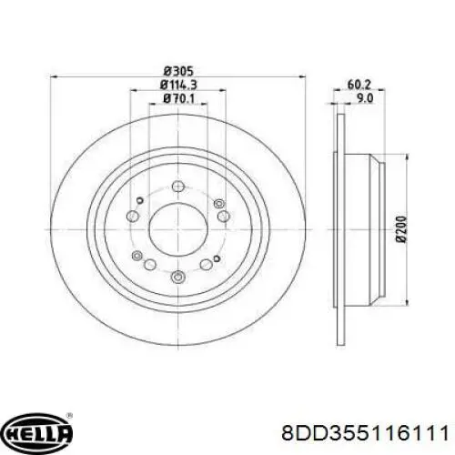 8DD355116111 HELLA диск тормозной задний