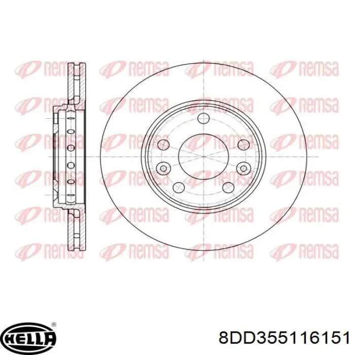 Передние тормозные диски 8DD355116151 HELLA