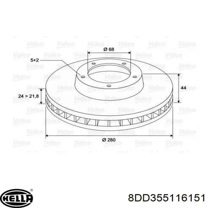 Передний тормозной диск HELLA 8DD355116151