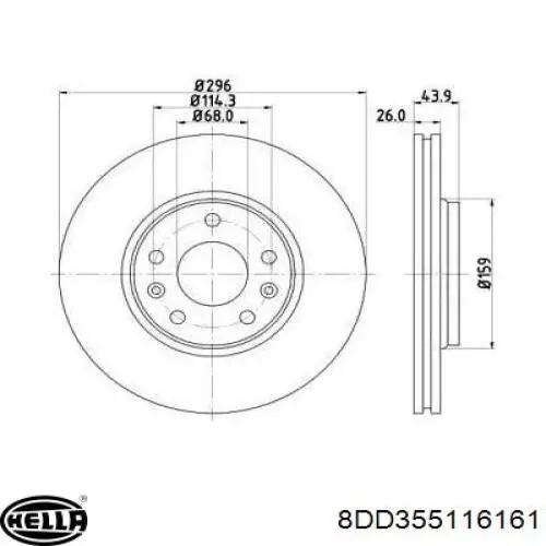 8DD355116161 HELLA диск тормозной передний