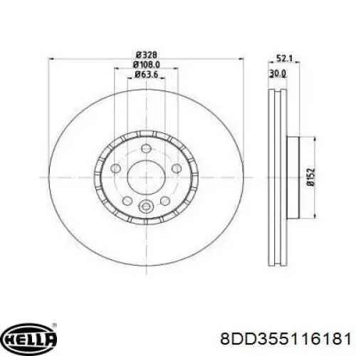 Передние тормозные диски 8DD355116181 HELLA