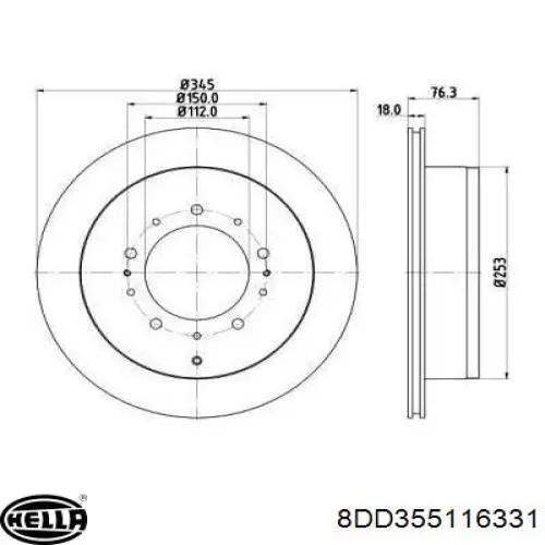 Тормозные диски 8DD355116331 HELLA