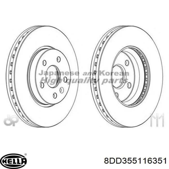 Передние тормозные диски 8DD355116351 HELLA