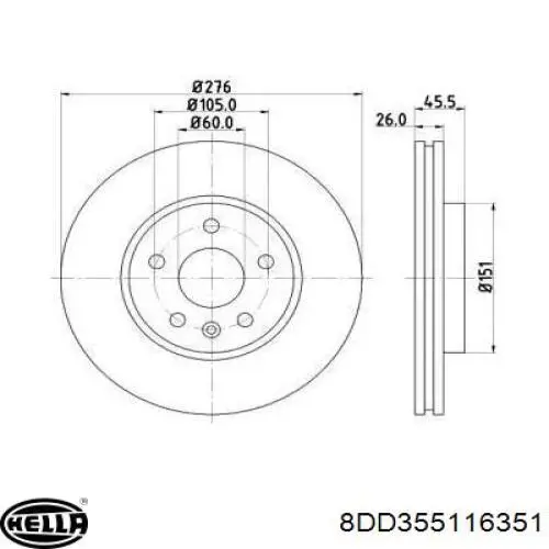 8DD355116351 HELLA диск тормозной передний
