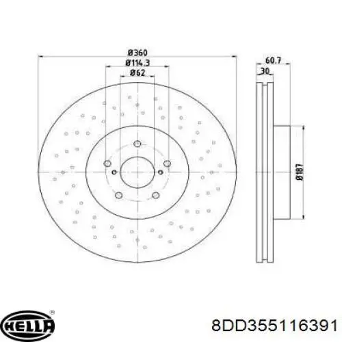8DD355116391 HELLA диск тормозной передний