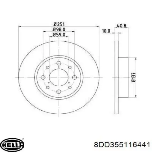 Тормозные диски 8DD355116441 HELLA