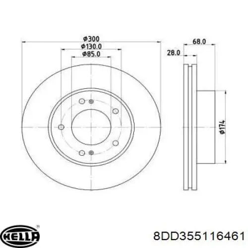 Передние тормозные диски 8DD355116461 HELLA