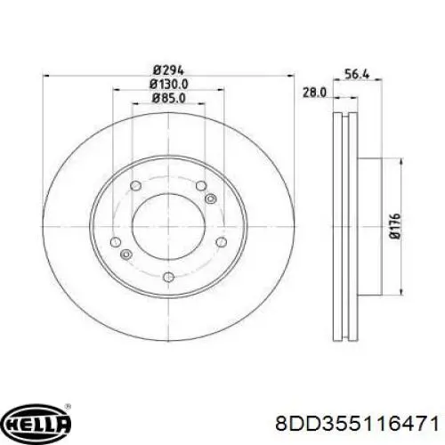 Передние тормозные диски 8DD355116471 HELLA