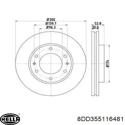 Передние тормозные диски 8DD355116481 HELLA