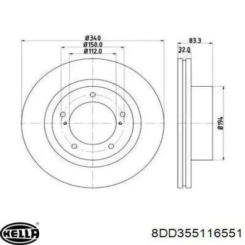 Передние тормозные диски 8DD355116551 HELLA