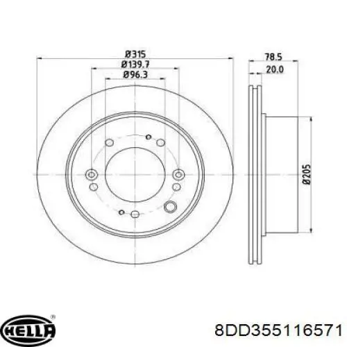 Тормозные диски 8DD355116571 HELLA