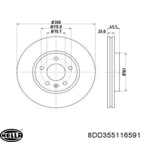 8DD355116591 HELLA диск тормозной передний