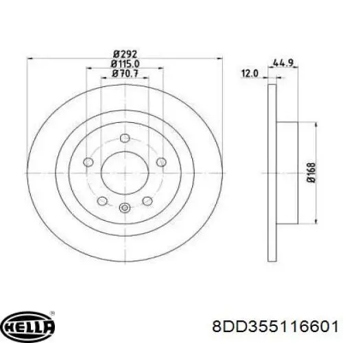 8DD355116601 HELLA диск тормозной задний