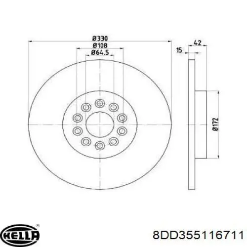 Тормозные диски 8DD355116711 HELLA