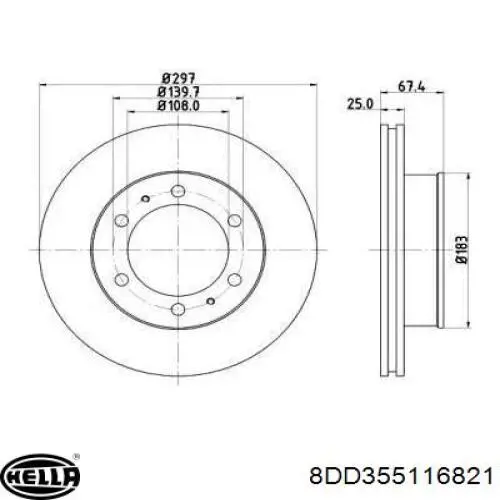 Передние тормозные диски 8DD355116821 HELLA