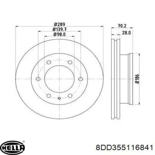 Передние тормозные диски 8DD355116841 HELLA