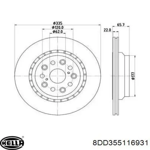 Тормозные диски 8DD355116931 HELLA