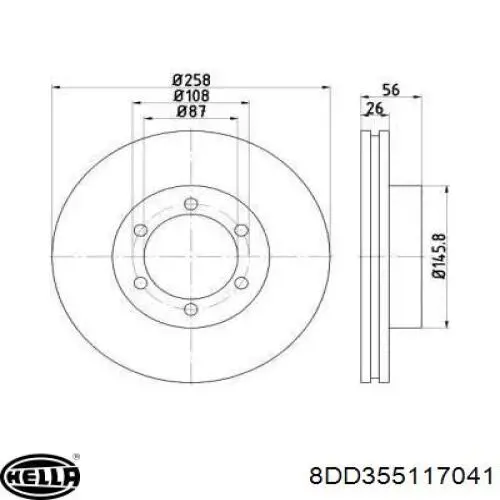 Передние тормозные диски 8DD355117041 HELLA