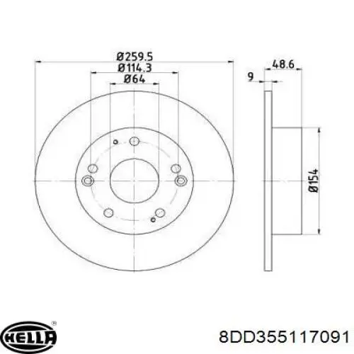 Тормозные диски 8DD355117091 HELLA