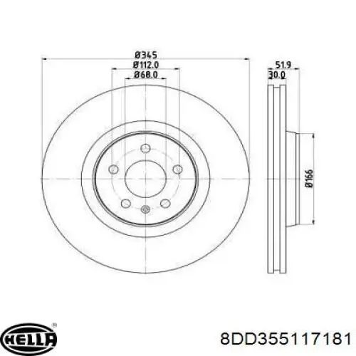 8DD355117181 HELLA диск тормозной передний