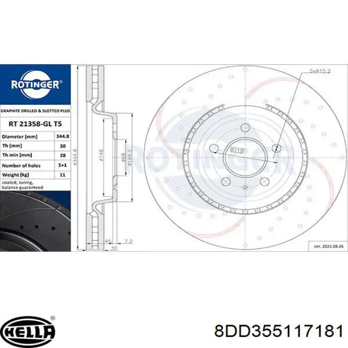 Купить 8DD355117181 HELLA Ротор тормозной