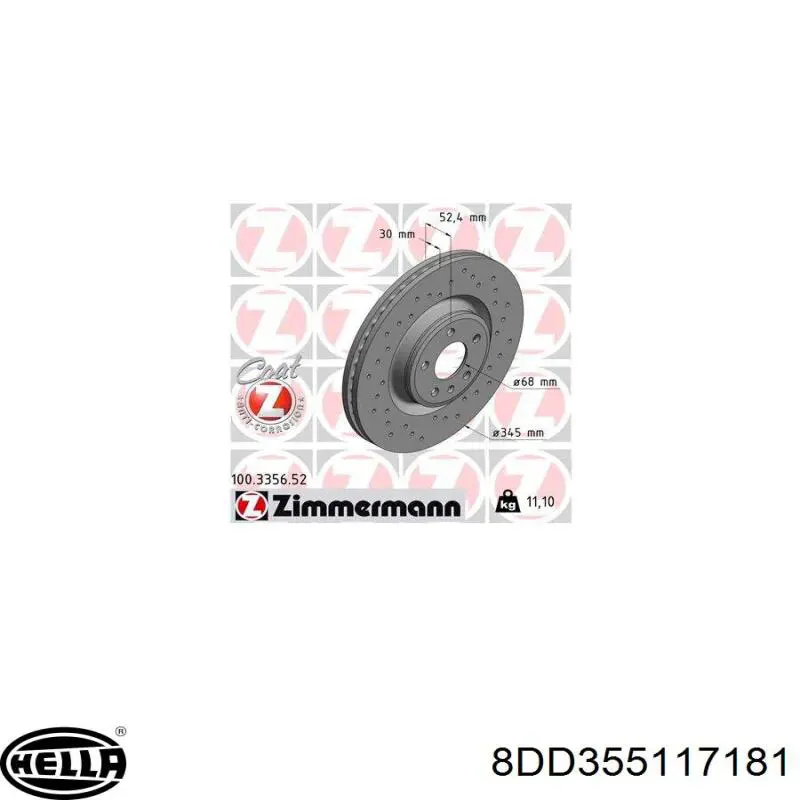 8DD355117181 HELLA Диск тормозной передний