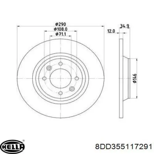 Тормозные диски 8DD355117291 HELLA