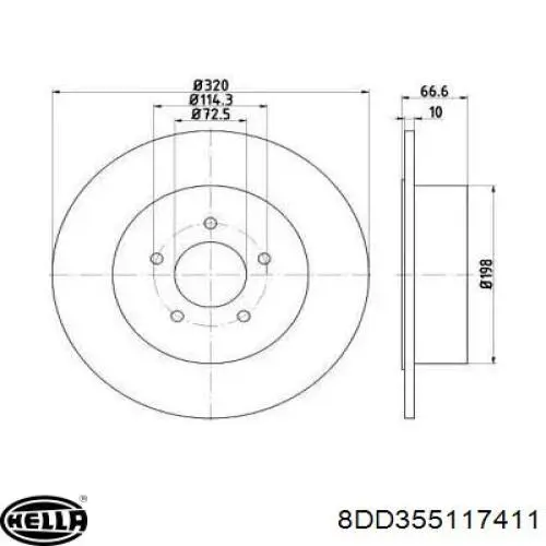 Передние тормозные диски 8DD355117411 HELLA