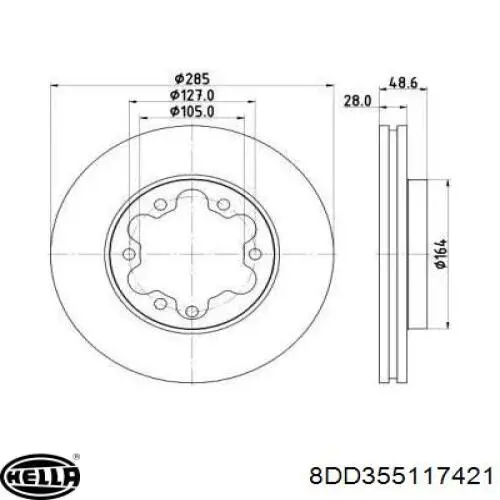 Передние тормозные диски 8DD355117421 HELLA