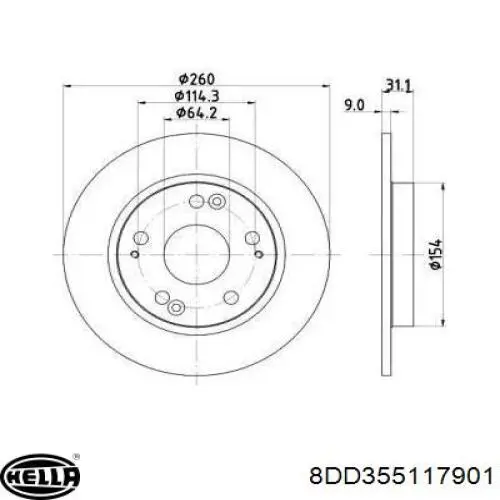 Тормозные диски 8DD355117901 HELLA