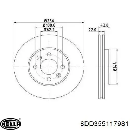 Передние тормозные диски 8DD355117981 HELLA